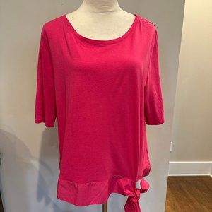 Talbots Short Sleeve Blouse with Tie at Waist - Pink - Size XL